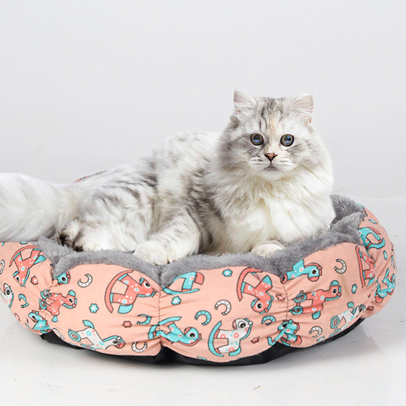 Calming Donut Pet Bed Round Fluffy Soft Comfortable Sleeping Mat