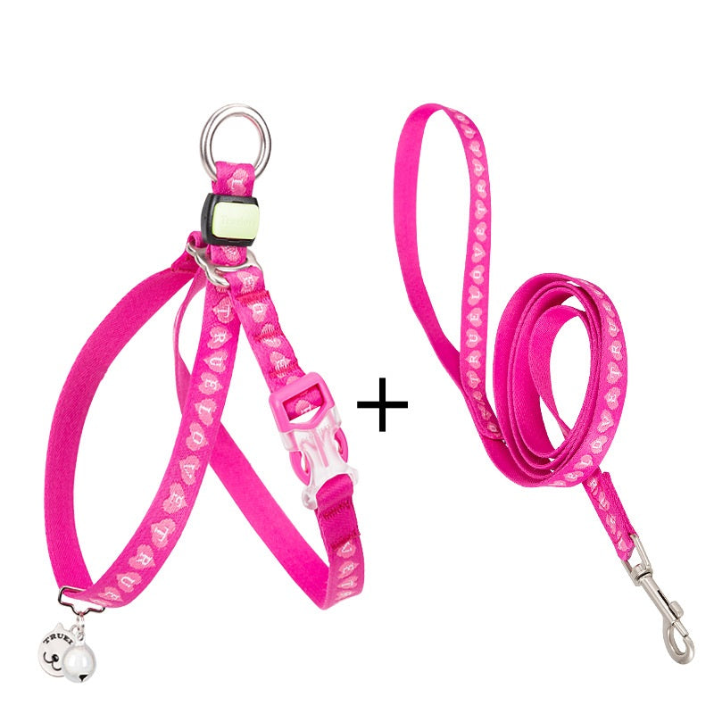 Pet Chest Strap Vest Leash Adjustable Walking Harness With Bell