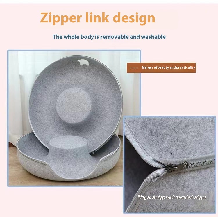 Round Pet Bed Tunnel Comfortable Soft Sleeping Hideout