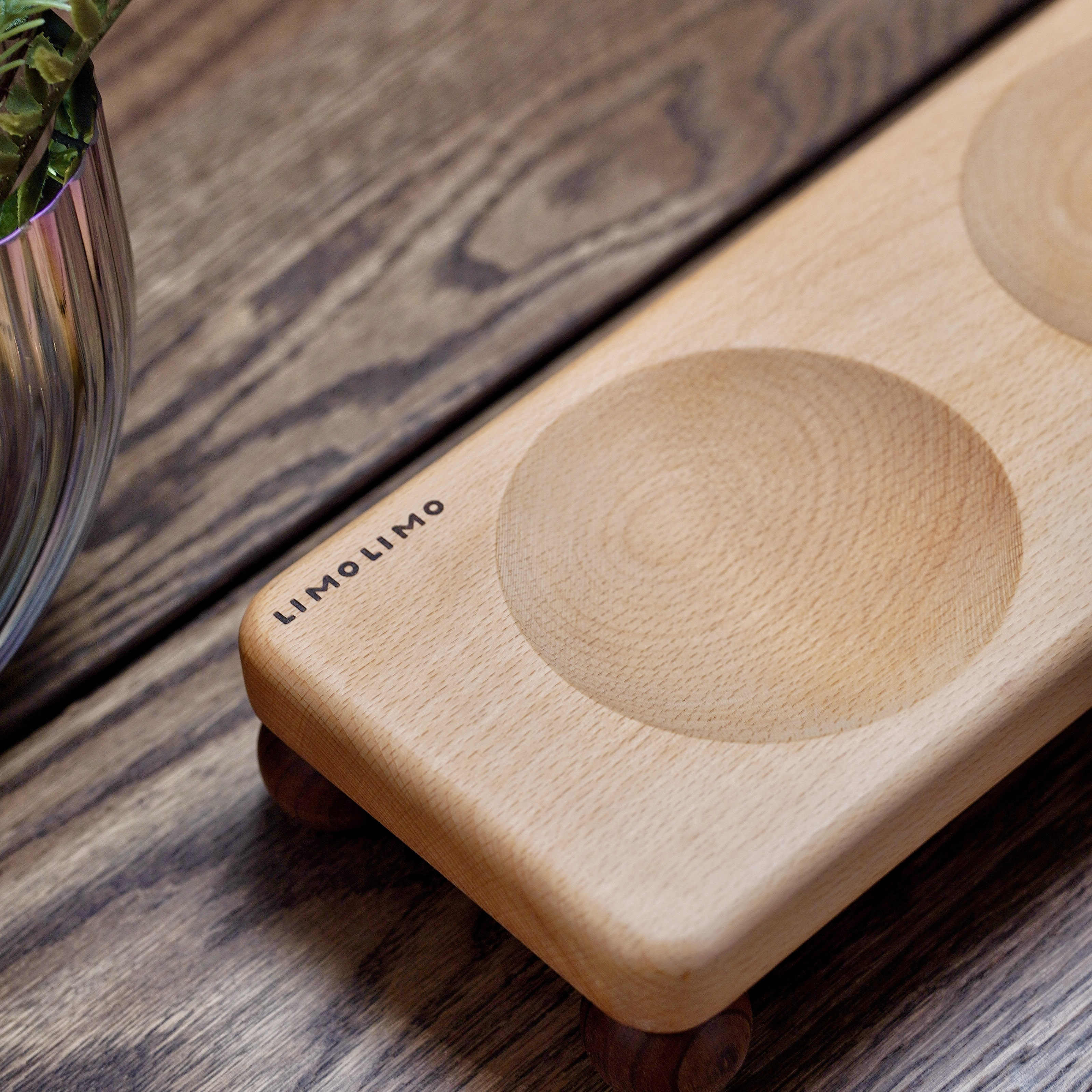Solid Wood and Ceramic Feeding Bowl For Pets