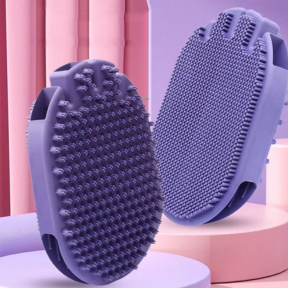 Dual Sided Pet Shampoo Brush Soft Bristle Massaging Grooming Tool
