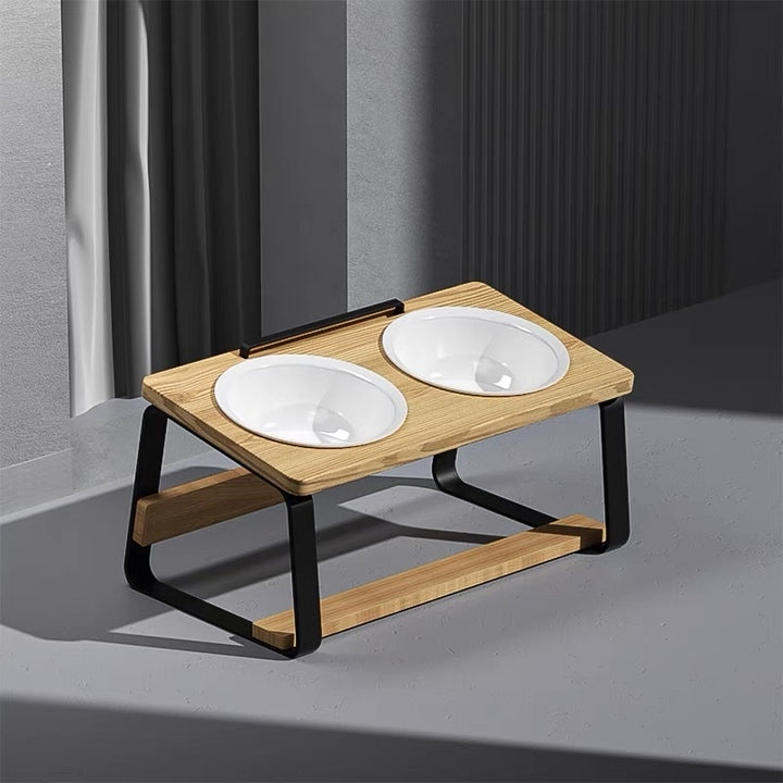 Ceramic Double Feeding Bowl For Pets Cervical Spine Protection