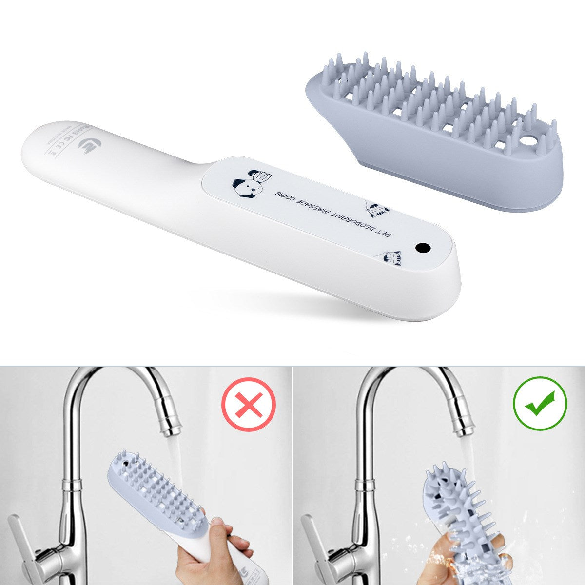Silicone Pet Massage Brush Fur Removal Grooming Cleaning Tool