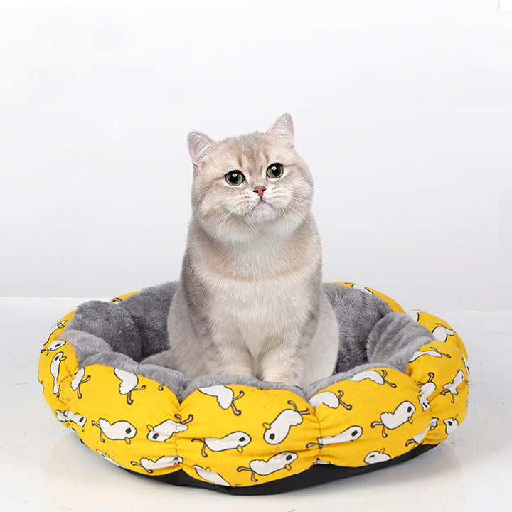 Calming Donut Pet Bed Round Fluffy Soft Comfortable Sleeping Mat