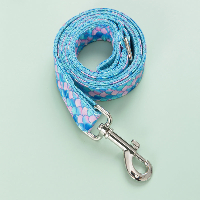 Mermaid Pet Collar And Leash Set Adjustable Walking Accessory