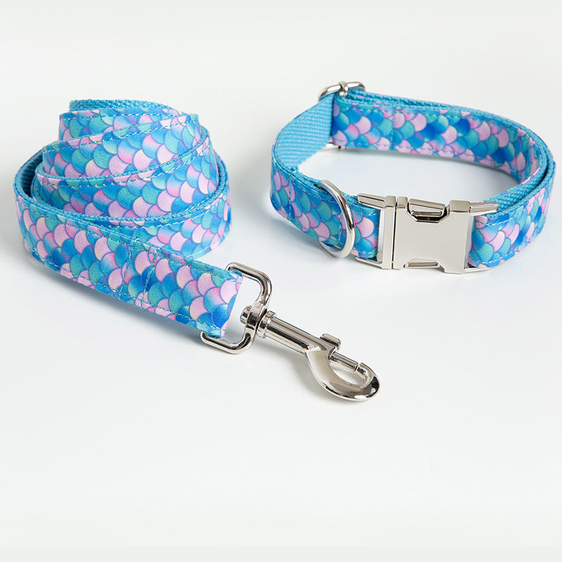 Mermaid Pet Collar And Leash Set Adjustable Walking Accessory