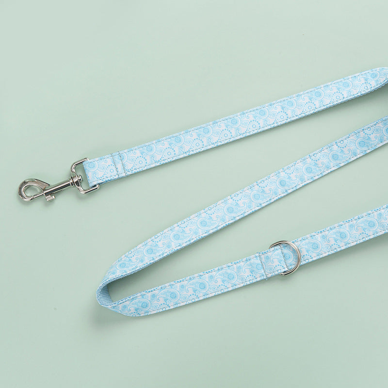 Paisley Pet Collar And Leash Set With Decorative Bow