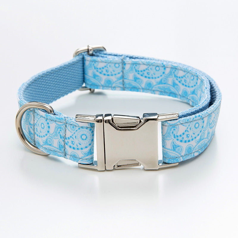 Paisley Pet Collar And Leash Set With Decorative Bow