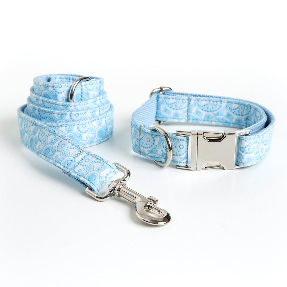 Paisley Pet Collar And Leash Set With Decorative Bow