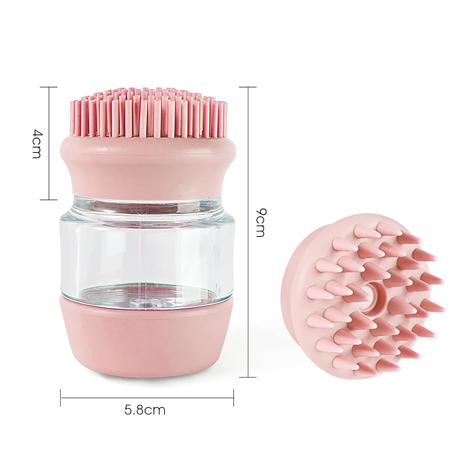 Silicone Pet Bath Brush With Shampoo Dispenser Double Head Grooming Tool