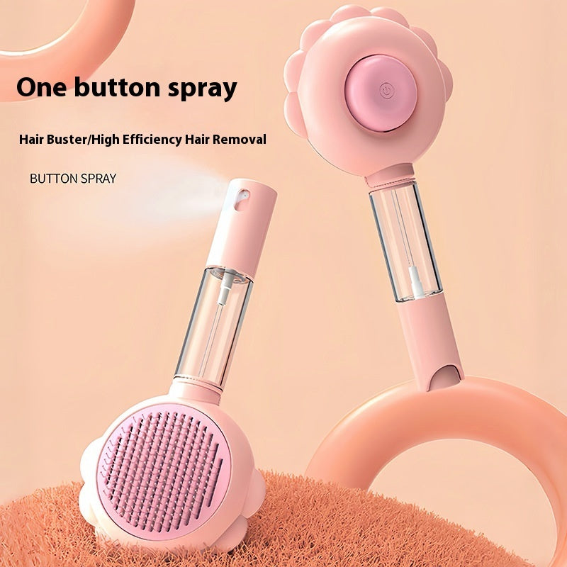 2 In 1 Self Cleaning Pet Brush With Spray Grooming Tool