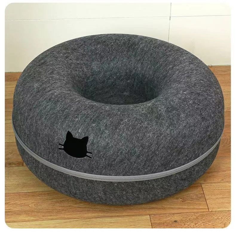 Round Pet Bed Tunnel Comfortable Soft Sleeping Hideout