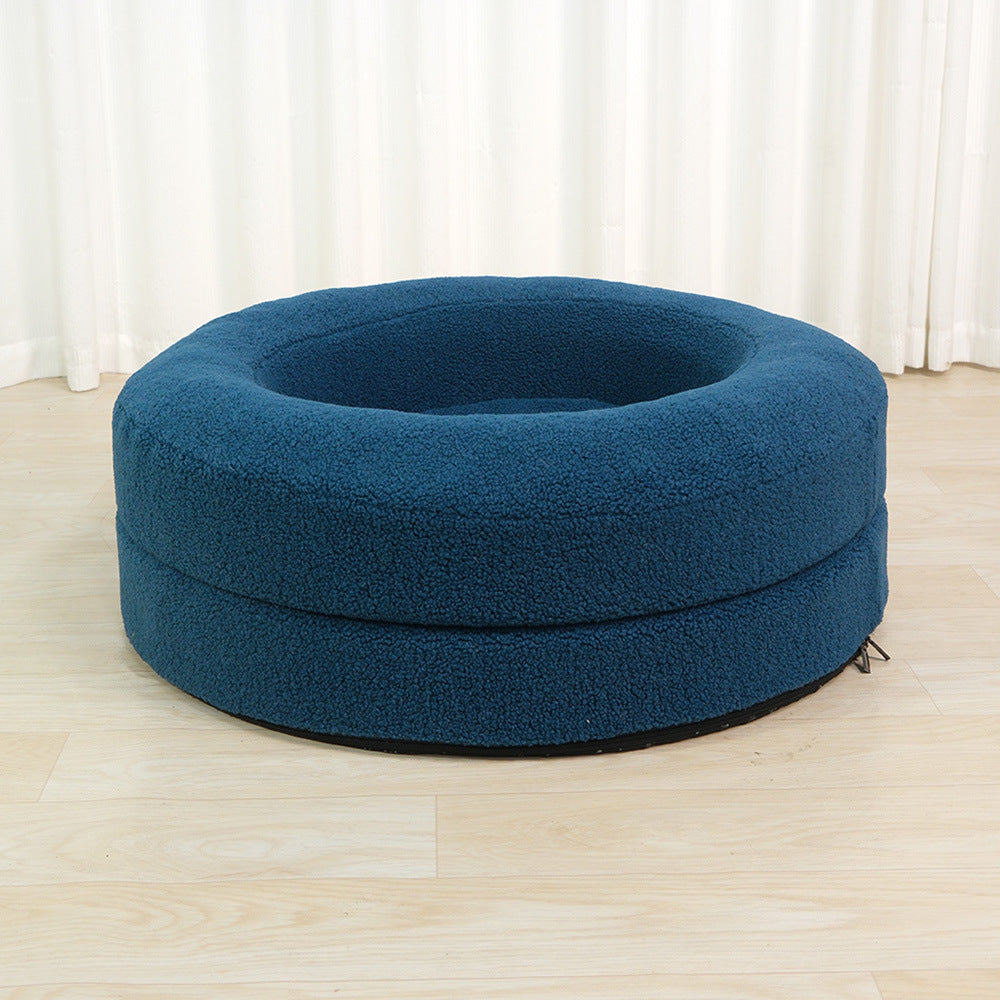 Solid Color Pet Round Bed Comfortable Soft Leisure Sleeping Nest