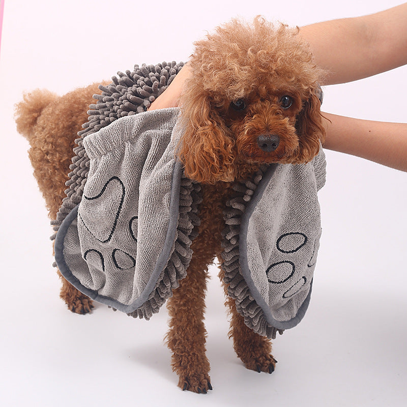 Chenille Pet Bath Towel Soft Absorbent Grooming Cloth