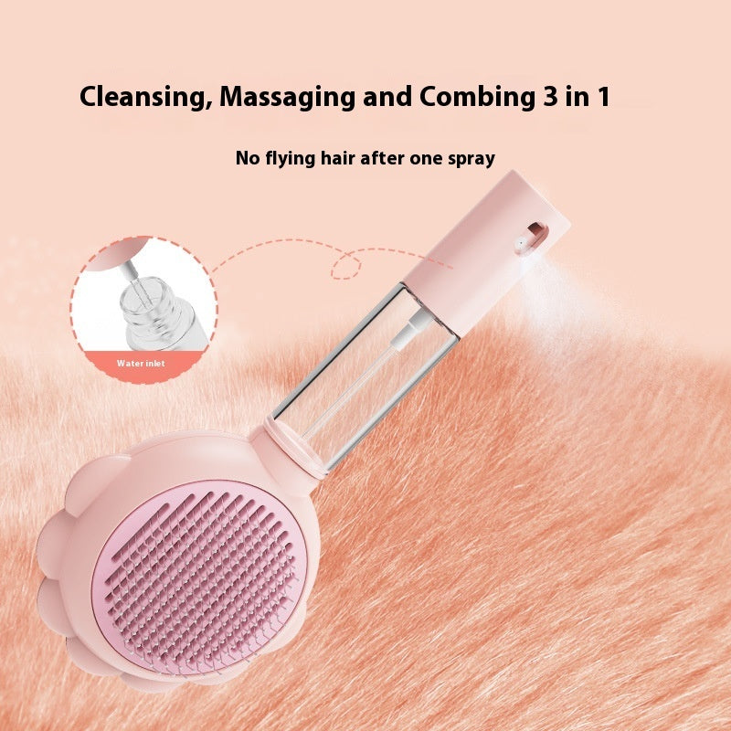 2 In 1 Self Cleaning Pet Brush With Spray Grooming Tool