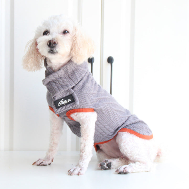 Vintage Style Pet Twist Knit Sweater For Warmth