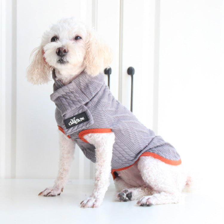 Vintage Style Pet Twist Knit Sweater For Warmth