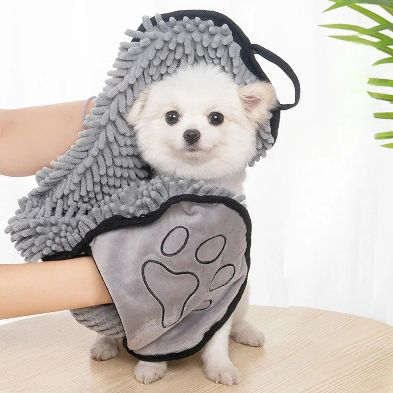 Microfiber Pet Bath Towel Quick Drying Absorbent With Hand Pockets