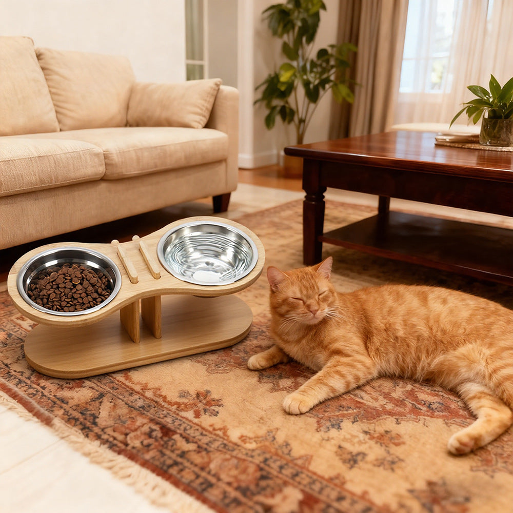 Adjustable Tilted Feeding Stand With Bowl For Pets