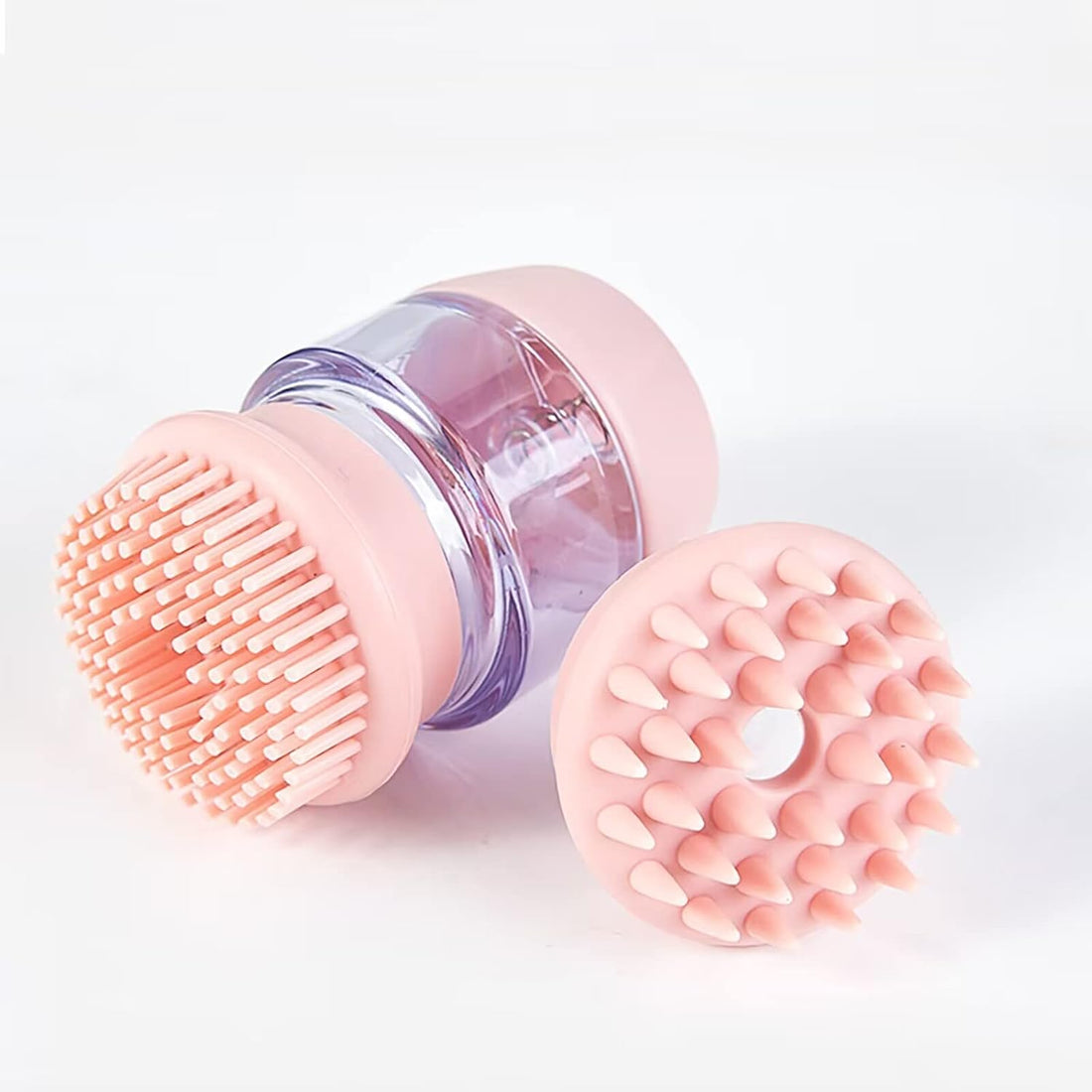Silicone Pet Bath Brush With Shampoo Dispenser Double Head Grooming Tool