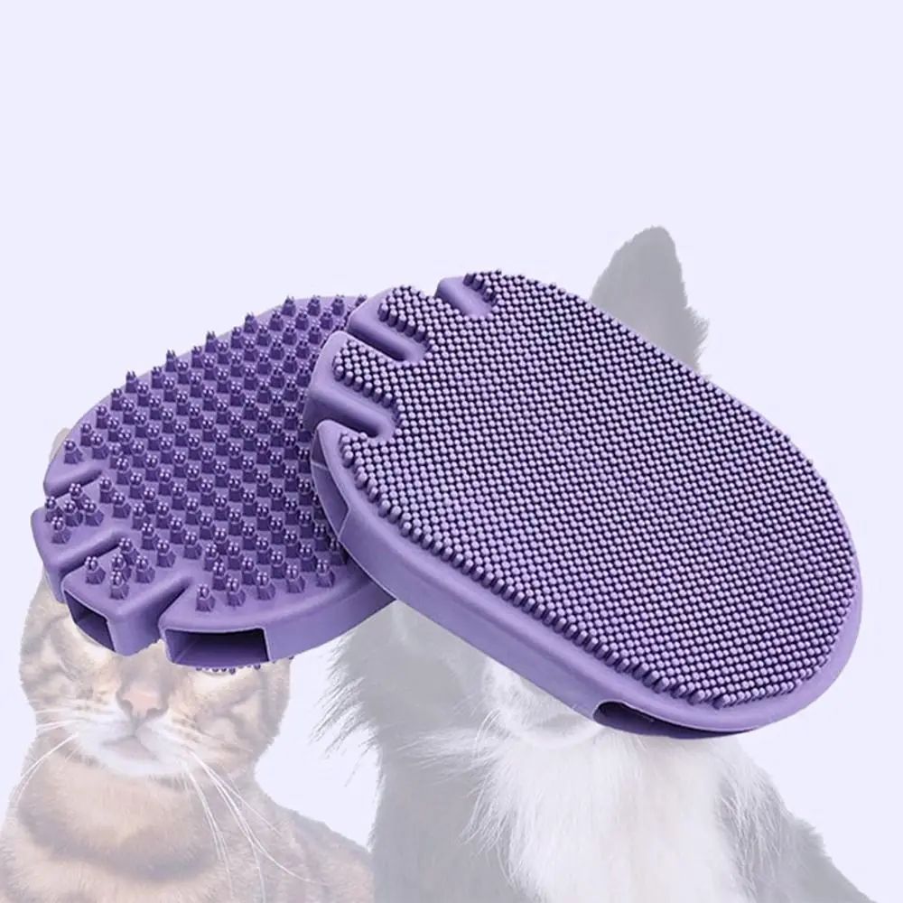 Dual Sided Pet Shampoo Brush Soft Bristle Massaging Grooming Tool
