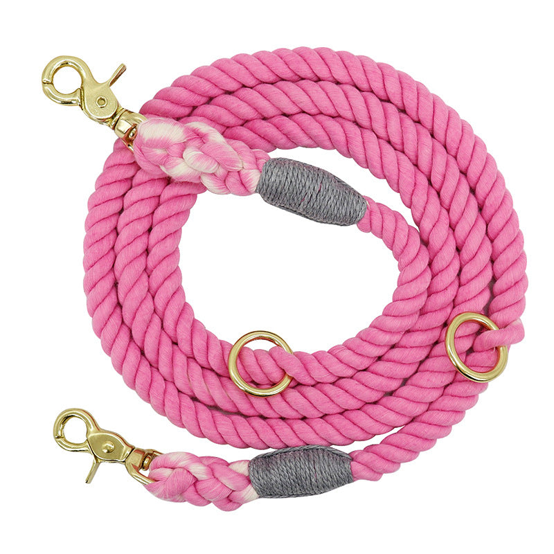 Multicolor Cotton Pet Long Leash Durable Adjustable Walking Lead