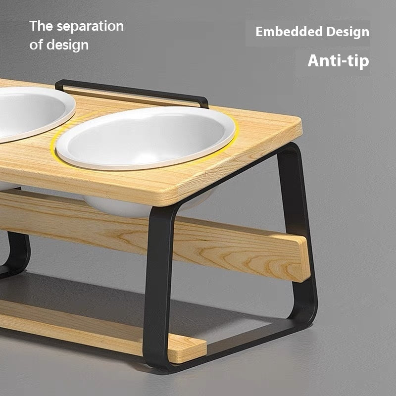 Ceramic Double Feeding Bowl For Pets Cervical Spine Protection