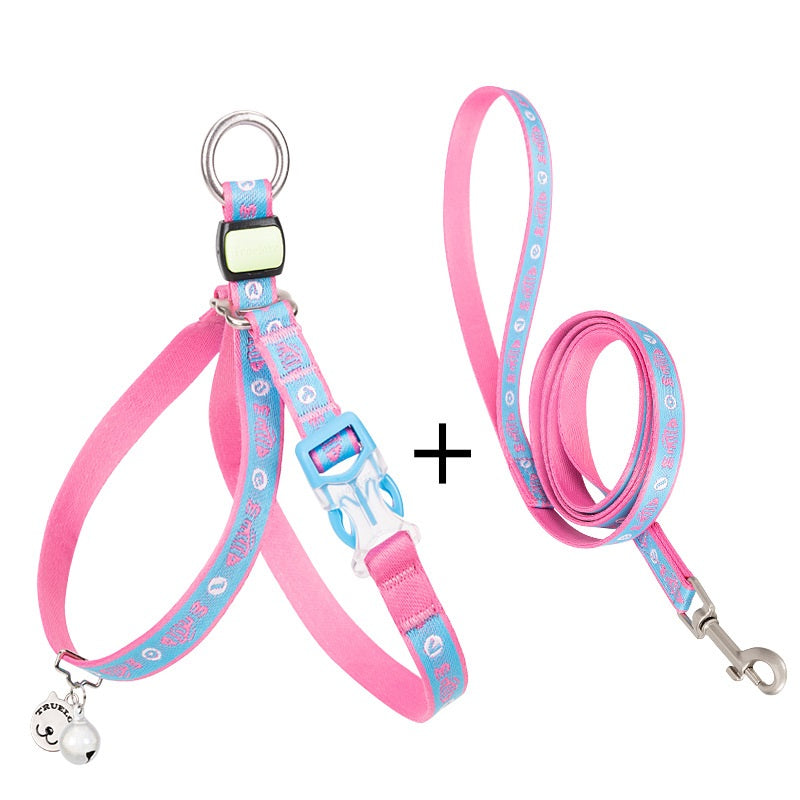 Pet Chest Strap Vest Leash Adjustable Walking Harness With Bell