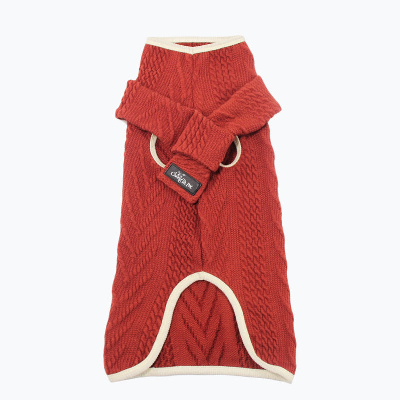 Vintage Style Pet Twist Knit Sweater For Warmth