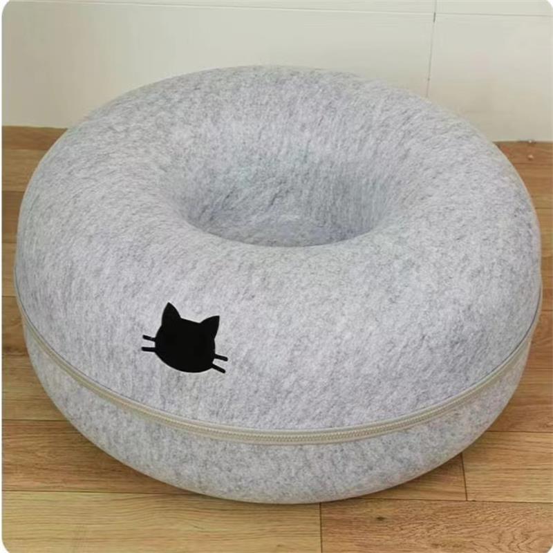 Round Pet Bed Tunnel Comfortable Soft Sleeping Hideout