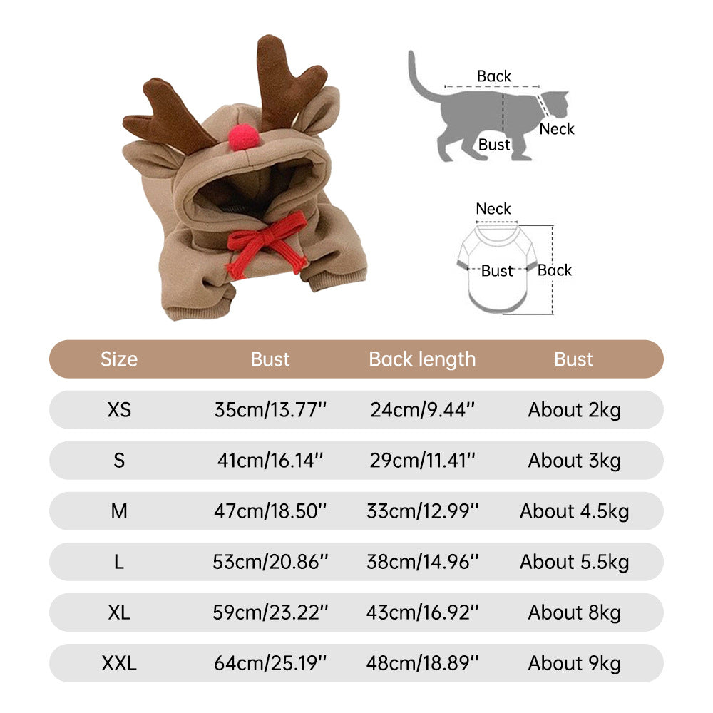 Hooded Apricot Elk Pet Sweater For Warmth