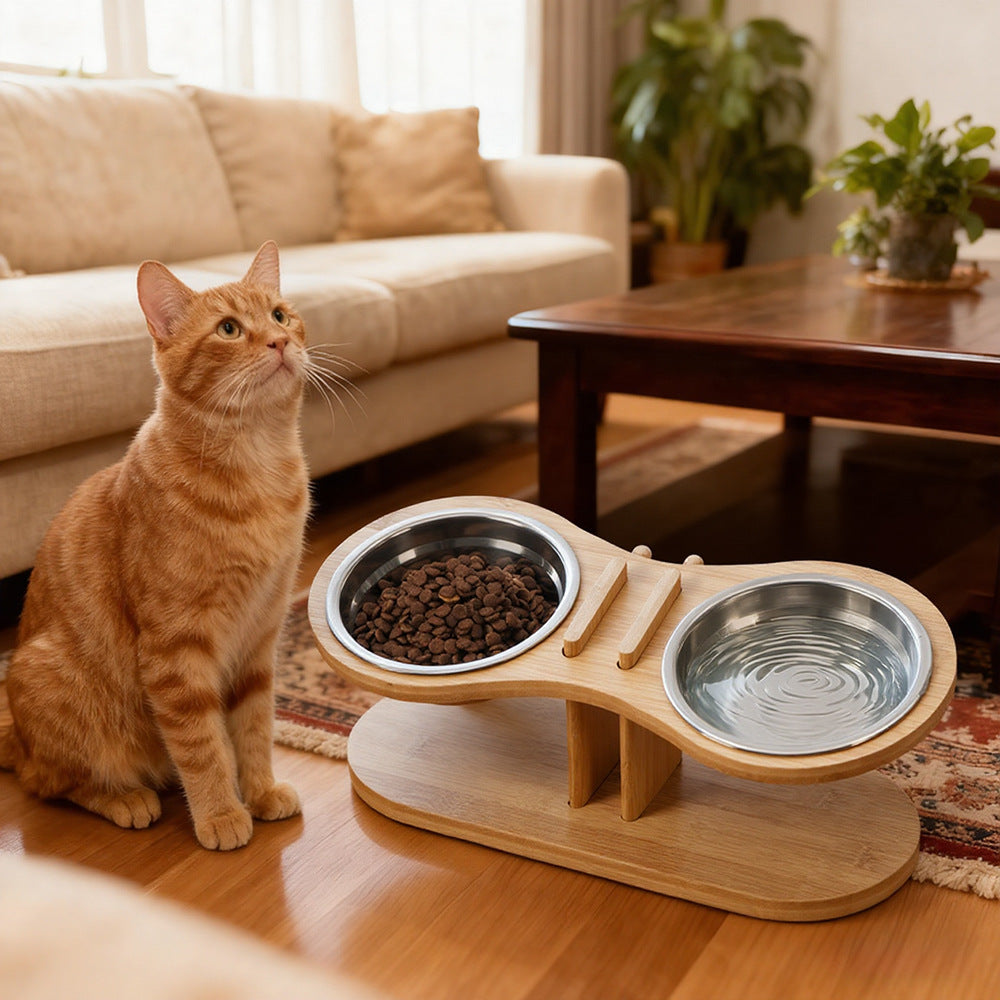 Adjustable Tilted Feeding Stand With Bowl For Pets