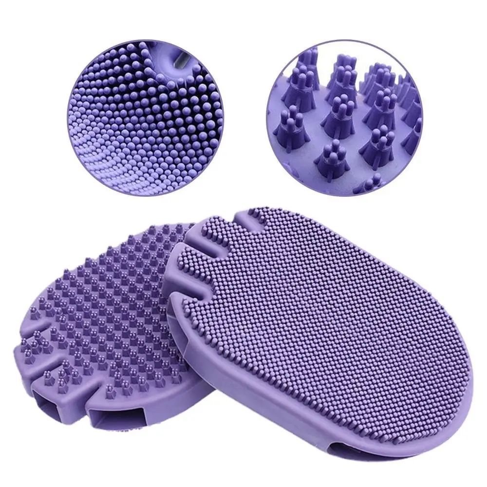 Dual Sided Pet Shampoo Brush Soft Bristle Massaging Grooming Tool