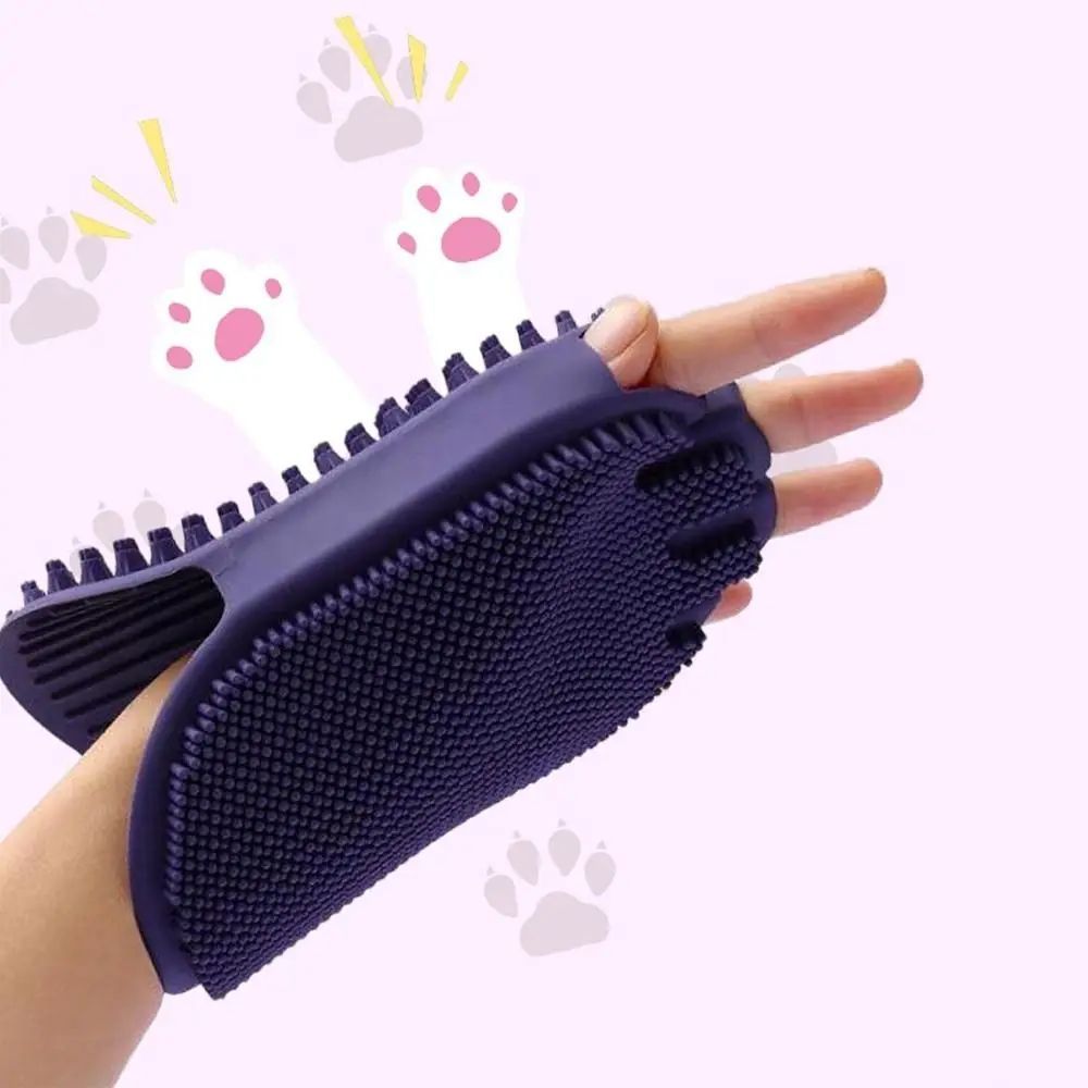 Dual Sided Pet Shampoo Brush Soft Bristle Massaging Grooming Tool