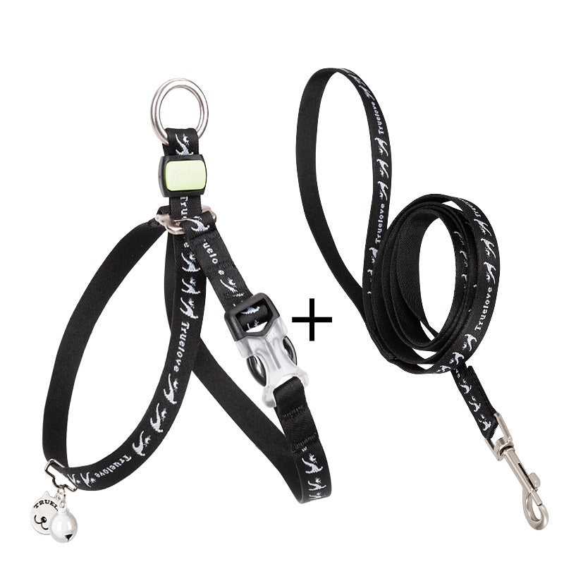 Pet Chest Strap Vest Leash Adjustable Walking Harness With Bell