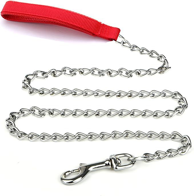 Heavy Duty Metal Pet Leash Chain With Padded Handle