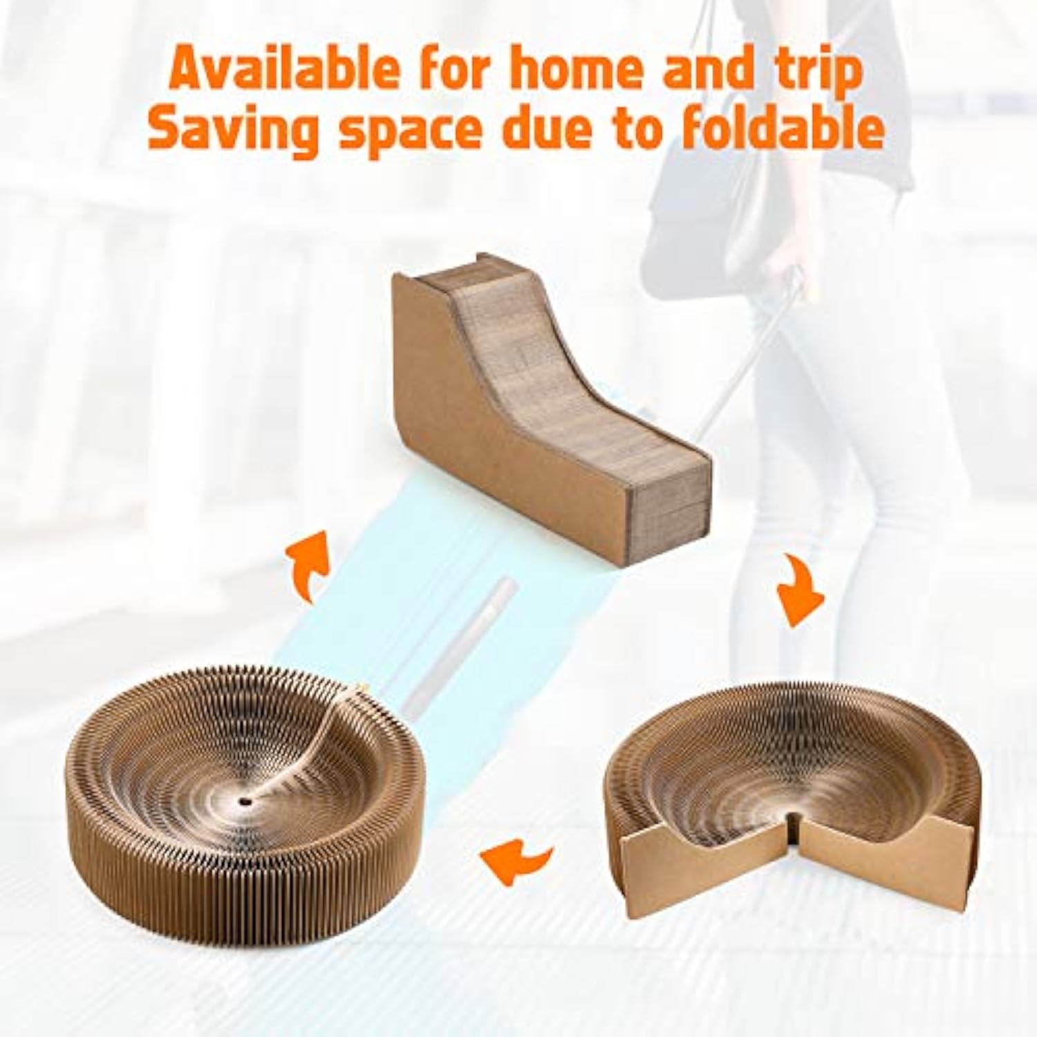 Collapsible Pet Scratcher Lounge Bed Corrugated Cardboard Round Nest