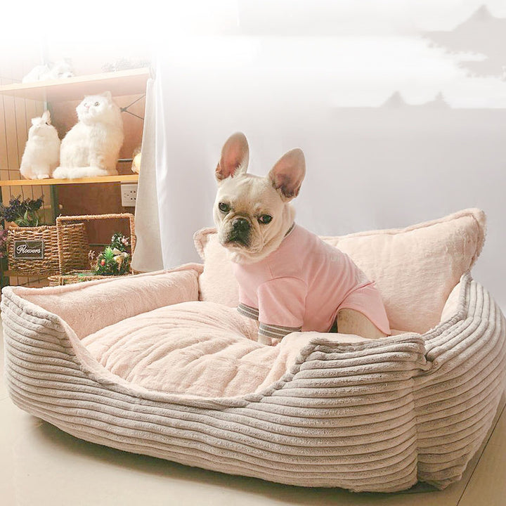 Removable Washable Plush Pet Bed Warm Comfortable Sleeping Kennel