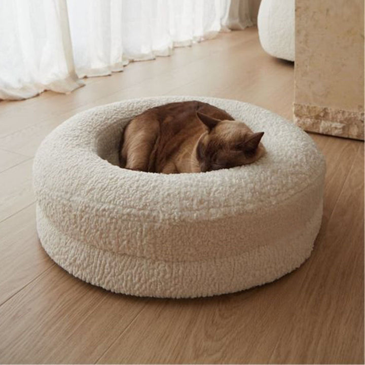 Solid Color Pet Round Bed Comfortable Soft Leisure Sleeping Nest