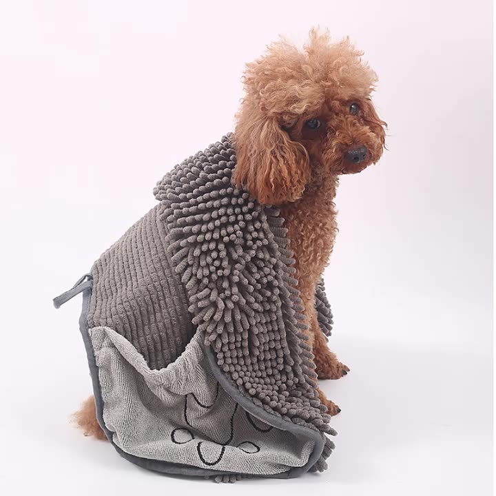 Chenille Pet Bath Towel Soft Absorbent Grooming Cloth