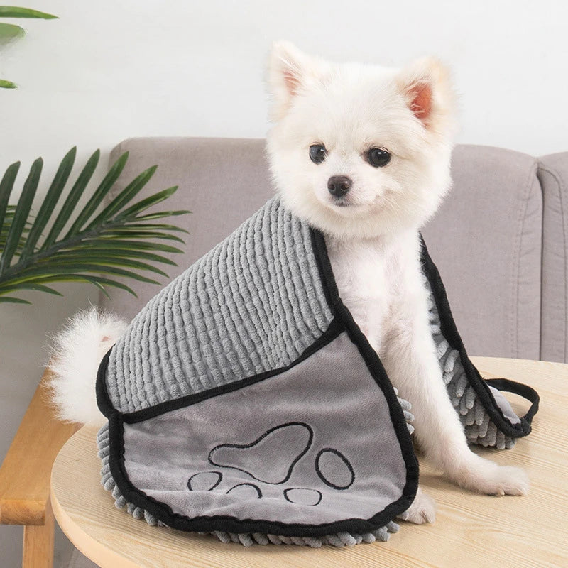 Microfiber Pet Bath Towel Quick Drying Absorbent With Hand Pockets