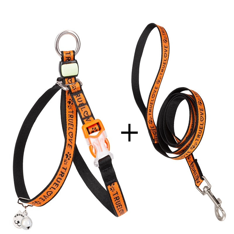 Pet Chest Strap Vest Leash Adjustable Walking Harness With Bell