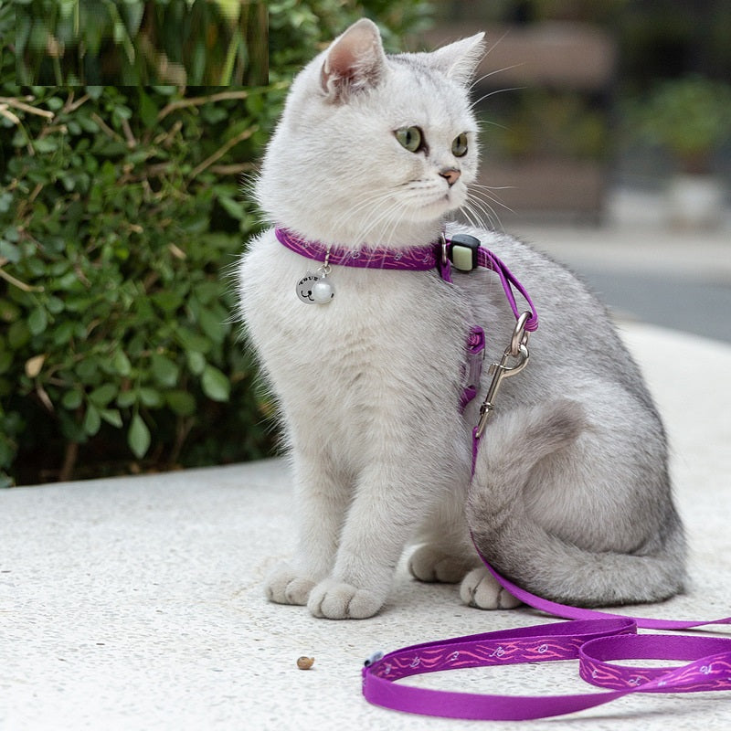 Pet Chest Strap Vest Leash Adjustable Walking Harness With Bell