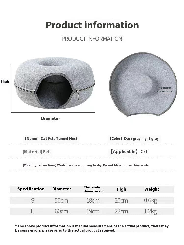 Round Pet Bed Tunnel Comfortable Soft Sleeping Hideout