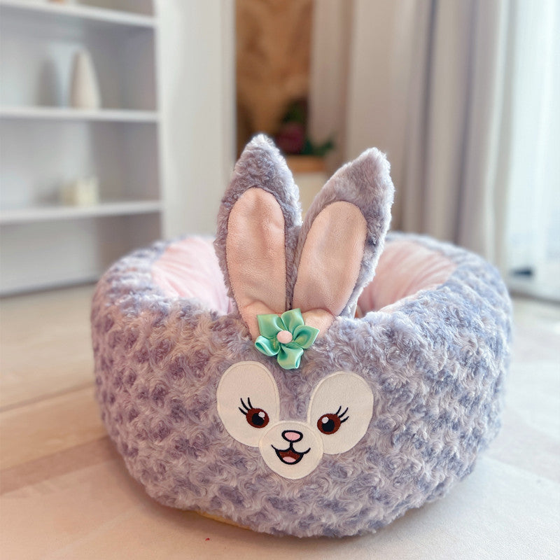 Cartoon Plush Pet Nest Cushion Round Bed Four Seasons Warm