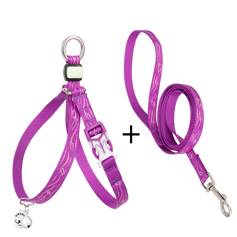 Pet Chest Strap Vest Leash Adjustable Walking Harness With Bell