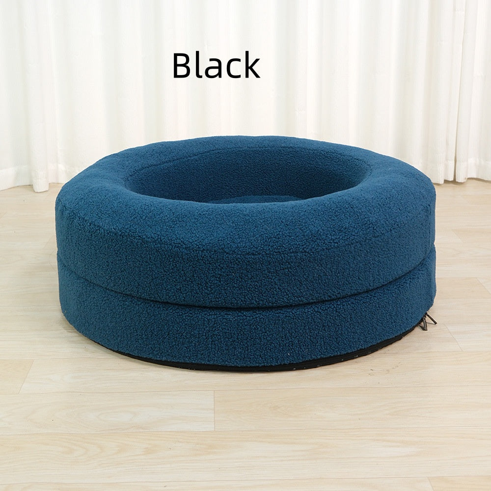 Solid Color Pet Round Bed Comfortable Soft Leisure Sleeping Nest