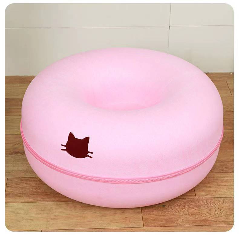 Round Pet Bed Tunnel Comfortable Soft Sleeping Hideout