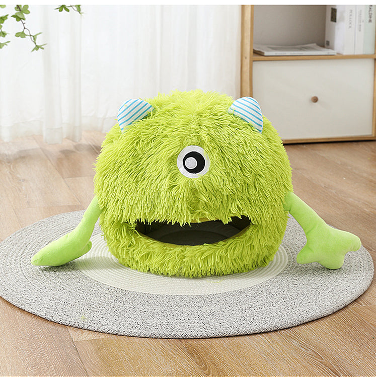Fluffy Round Pet Bed Washable Non Slip Calming Plush Cushion