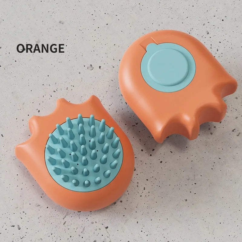 Pet Bath Massage Comb Brush With Shampoo Holder For Grooming